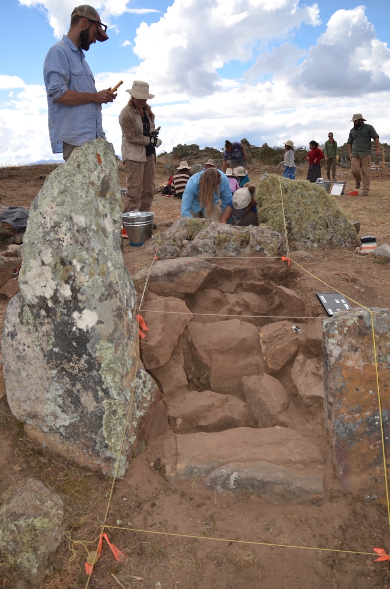 UNH anthropology researcher Alex Garcia-Putnam oversees an excavation in the Andes
