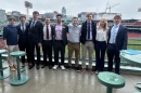 Group shot of UNH students at the?Sports & Entertainment Career Fair at Fenway Park.